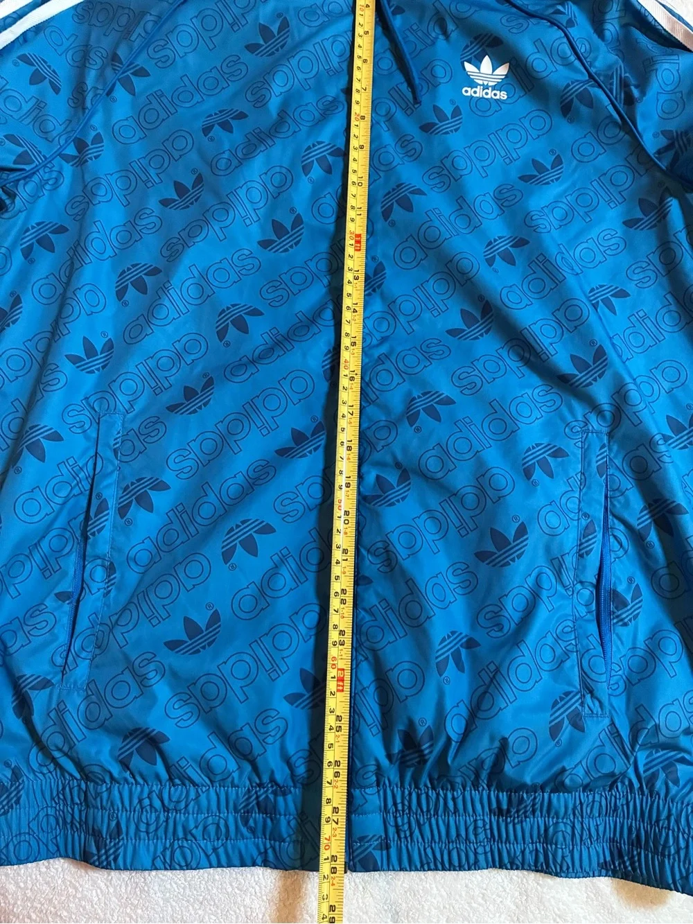 adidas Blue Windbreaker Jacket with White Stripes